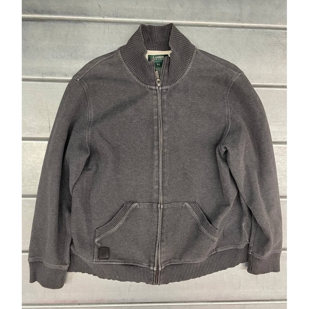 Lauren Ralph Lauren Zip‎ Up Sweatshirt Womens PL Gray Bomber Style